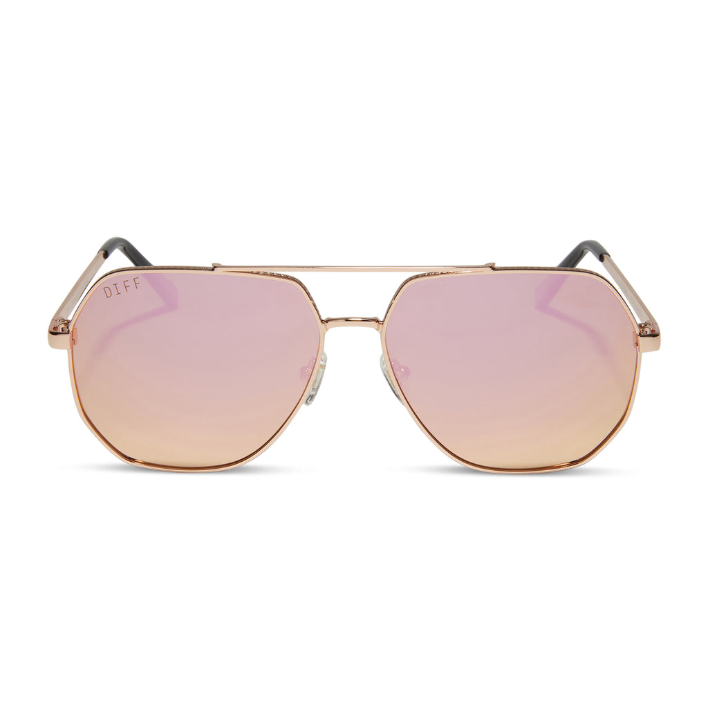 Cherry | Hendrix Rose Sunglasses Gold Mirror Polarized DIFF | Aviator & Eyewear Blossom