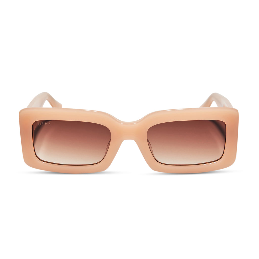 Indy Rectangle Sunglasses | Faded Citrus & Brown Gradient | DIFF Eyewear