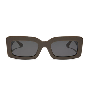 diff eyewear featuring the indy rectangle sunglasses with a london stone frame and grey lenses front view