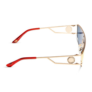 Iron Man Aviator Sunglasses, Brushed Gold & Red Mirror