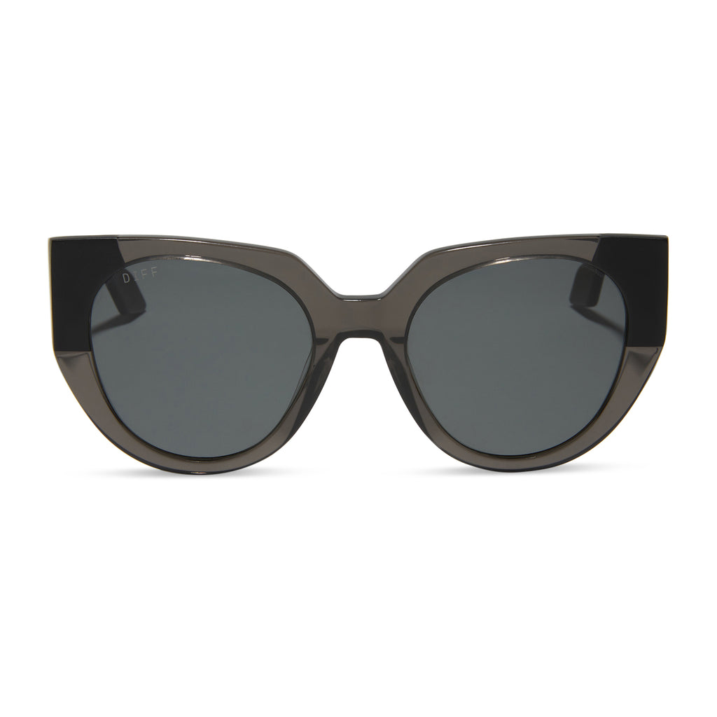 Ivy Cat Eye Sunglasses  Smoke Crystal With Matte Black & Grey