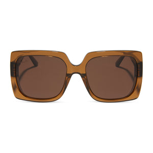 patricia nash x diff eyewear featuring the jackie square sunglasses with a hazelnut frame and brown lenses front view