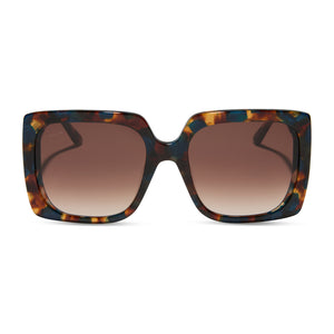 patricia nash x diff eyewear featuring the jackie square sunglasses with a prairie tort frame and brown gradient lenses front view