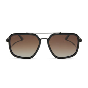 diff eyewear jordan navigator sunglasses matte black & brown gradient front view