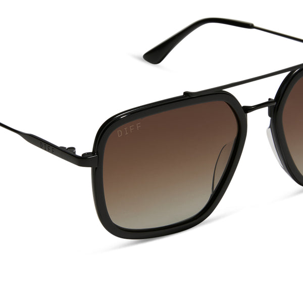 jordan - matte black + black temple tips + brown gradient + polarized sunglasses 4