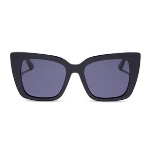 diff eyewear featuring the lizzy cat eye sunglasses with a royal dark purple blue frame and midnight blue lenses front view