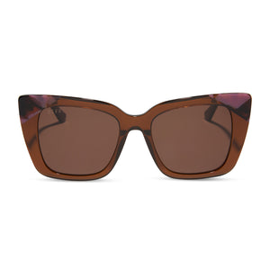 diff eyewear lizzy cateye sunglasses whiskey + torino tortoise & brown front view