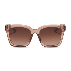 diff eyewear featuring the meredith square sunglasses with a café ole frame and brown gradient polarized lenses front view