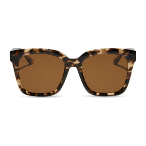 diff eyewear meredith square prescription sunglasses with a espresso tortoise acetate frame and prescription lenses front view