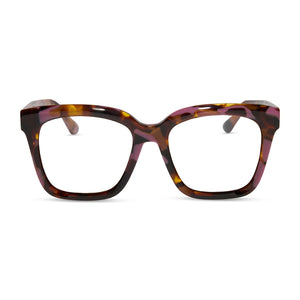 diff eyewear meredith square prescription glasses with a torino tortoise frame front view