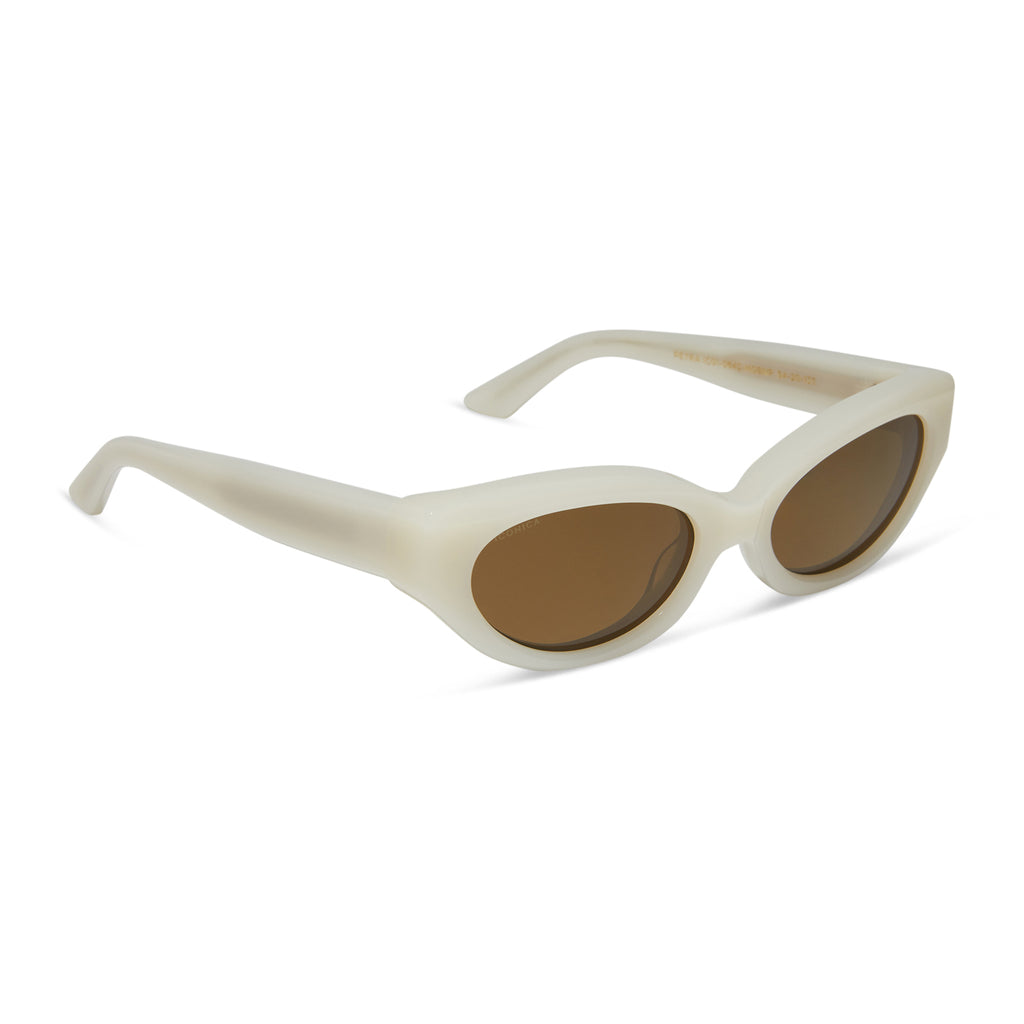 Petra Cat Eye Sunglasses | Meringue & Brown Polarized | DIFF Eyewear