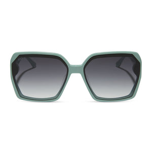 diff eyewear featuring the presley square sunglasses with a steel teal frame and grey gradient lenses front view