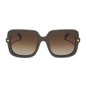 diff eyewear featuring the sandra square sunglasses with a london stone frame and truffle gradient lenses front view