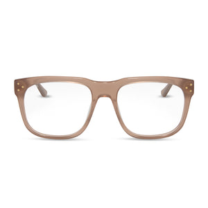 diff eyewear featuring the sicily square prescription glasses with a warm taupe frame front view