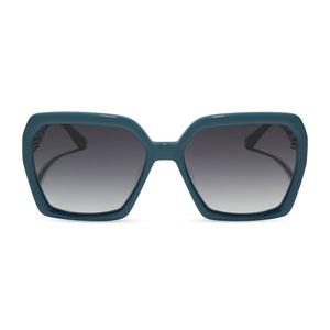 diff eyewear featuring the sloane square sunglasses with a deep space blue frame and grey gradient lenses front view