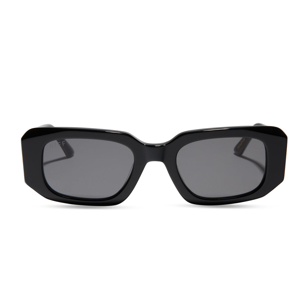 Adrienne Bailon Strut Rectangle Sunglasses | Black & Grey | DIFF Eyewear