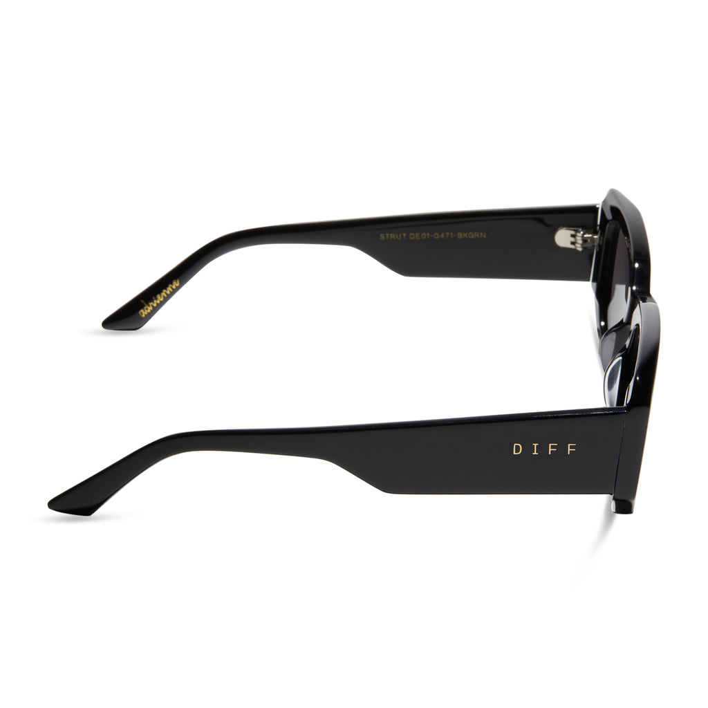 Adrienne Bailon Strut Rectangle Sunglasses | Black & Grey | DIFF Eyewear