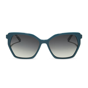 diff eyewear featuring the vera square sunglasses with a deep space frame and grey gradient polarized lenses front view