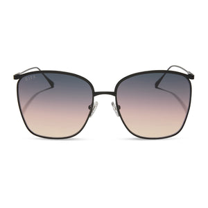 diff eyewear featuring the vittoria square sunglasses with a brushed black frame and twilight gradient lenses front view