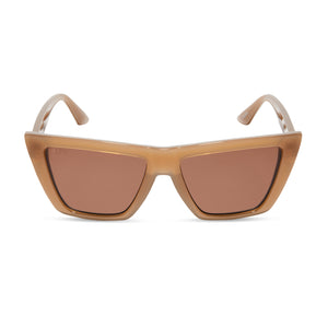 diff eyewear winona cat eye sunglasses with a milky light brown frame and brown lenses front view