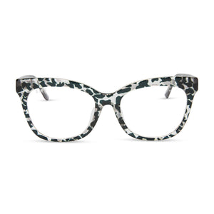 diff eyewear featuring the winston square prescription glasses with a clear leopard frame front view