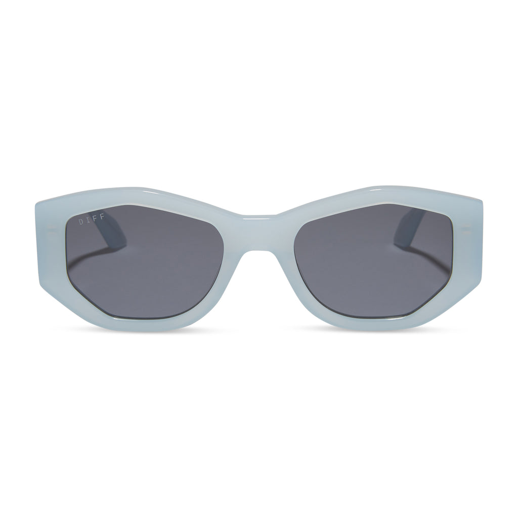 Zoe Oval Sunglasses | Blue Dust & Grey | DIFF Eyewear