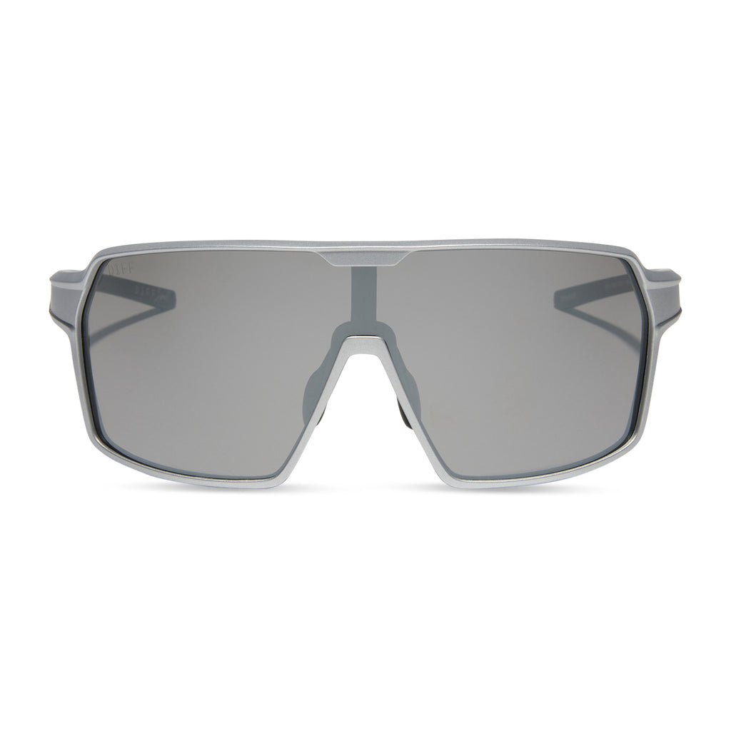 Charge Shield Sunglasses | Matte Silver & Silver Mirror Polarized ...