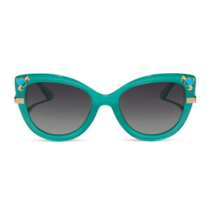 disney princess diff eyewear jasmine youth sunglasses with a teal fream and grey gradient lenses front view