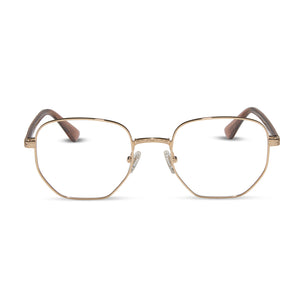 jessie james decker x diff eyewear featuring the aster prescription glasses in gold front view