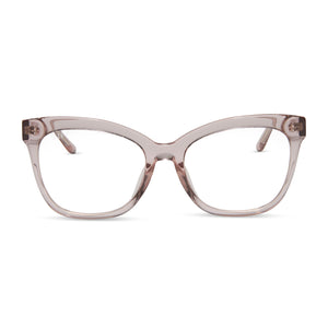 jessie james decker x diff eyewear featuring the winston cat eye prescription glasses in light pink crystal front view