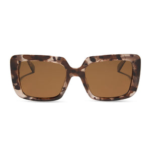 krista horton x diff eyewear boujee square sunglasses with a himalayan tortoise frame and brown polarized lenses front view