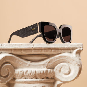 Square Sunglasses - Black Frame - Grey Polarized Sunglasses Lens - Maren Python by Diff Eyewear