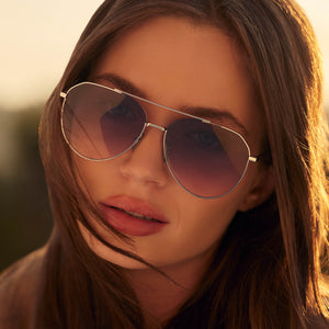 Dash Aviator Sunglasses | Lavender Eyewear Gradient Rose | DIFF Silver 