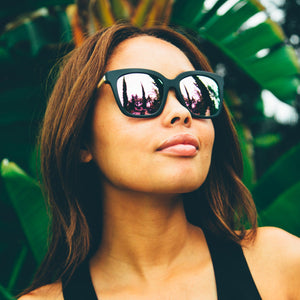 Matte Square & | Black Framed DIFF Bella Sunglasses Eyewear Grey