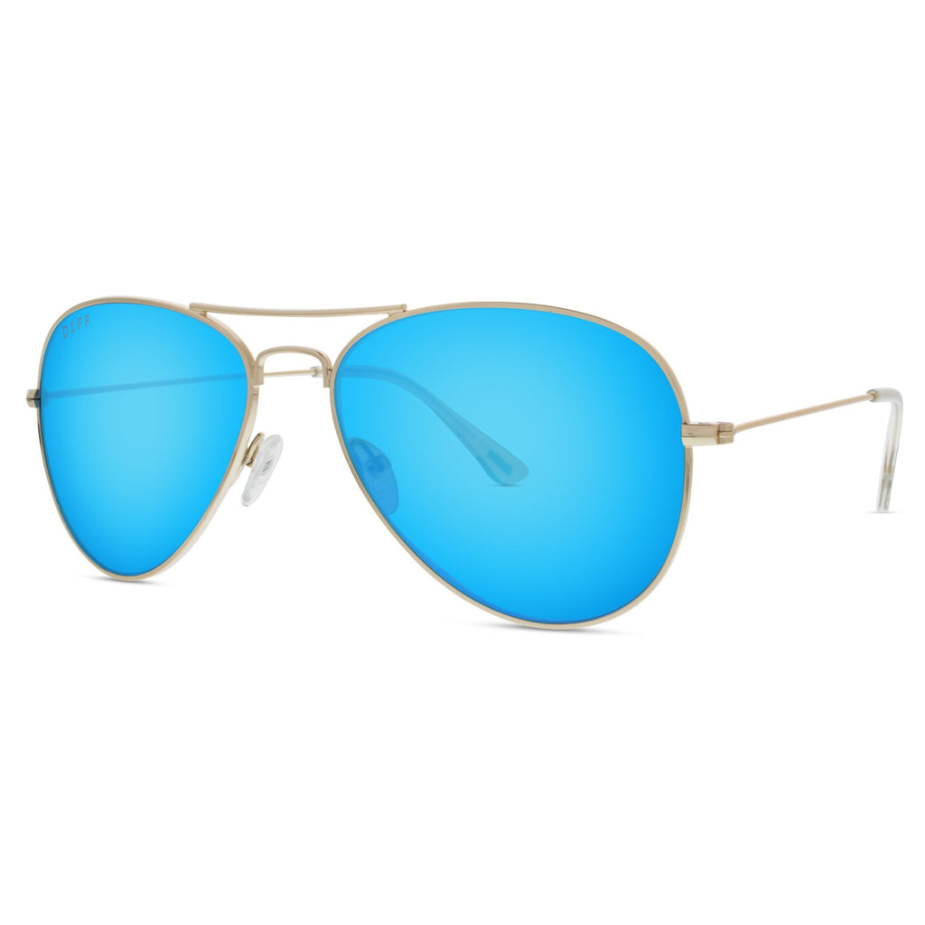 Cruz Aviator Sunglasses | Gold Frames & Blue Mirror Lenses – DIFF Eyewear