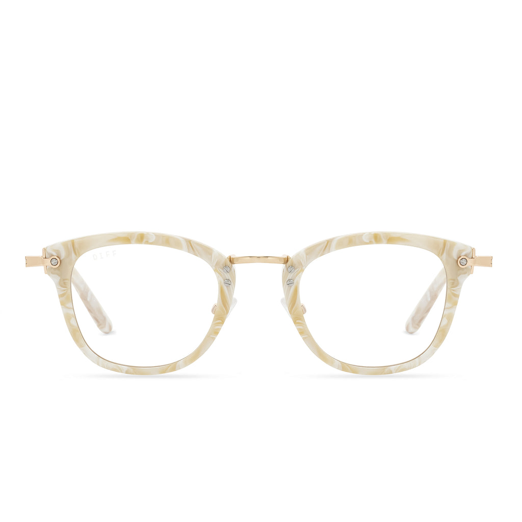 Rue Cat Eye Glasses Cashmere And Clear Blue Light Technology Diff Eyewear 