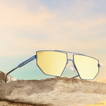 GALACTIC HEROES - METALLIC SOLAR BLUE + GALACTIC GOLD MIRROR + POLARIZED  SUNGLASSES