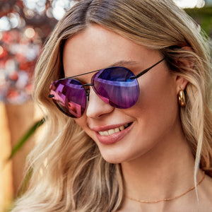 Lenox Aviator Sunglasses | Purple & Eyewear Matte DIFF Mirror Black | Lenses