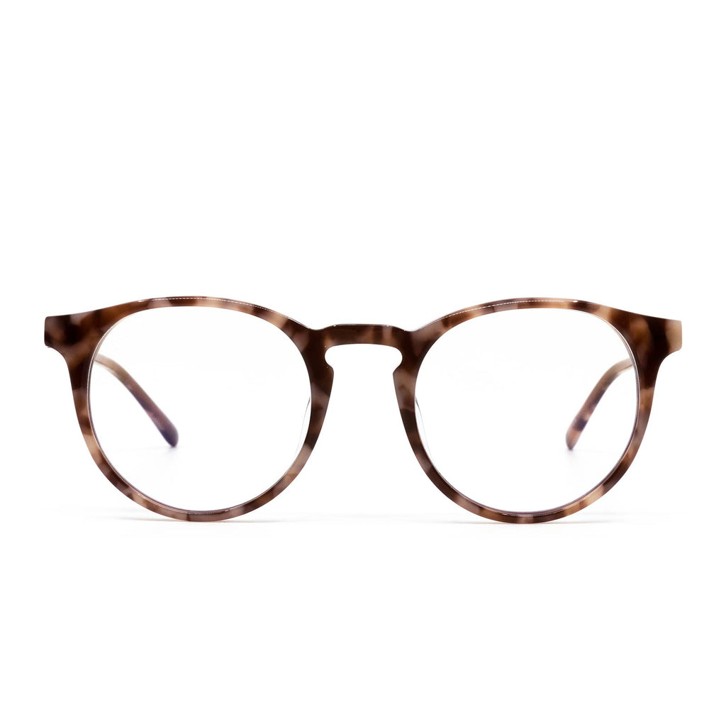 Sawyer Round Glasses Plum Tortoise And Blue Light Technology Diff Eyewear 