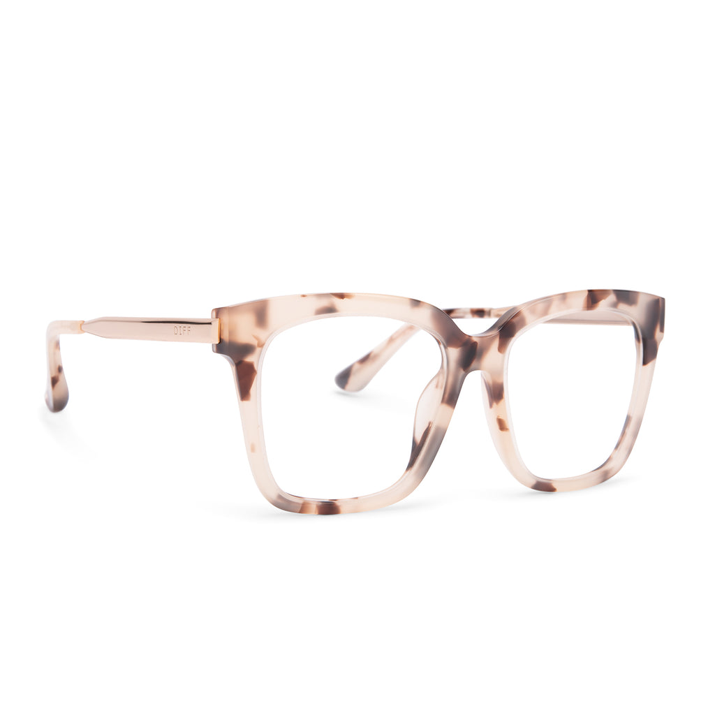 Bella Square Glasses Cream Tortoise And Blue Light Technology Diff Eyewear 5665