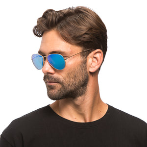 Cruz Aviator Sunglasses  Gold Frames & Blue Mirror Lenses – DIFF Eyewear