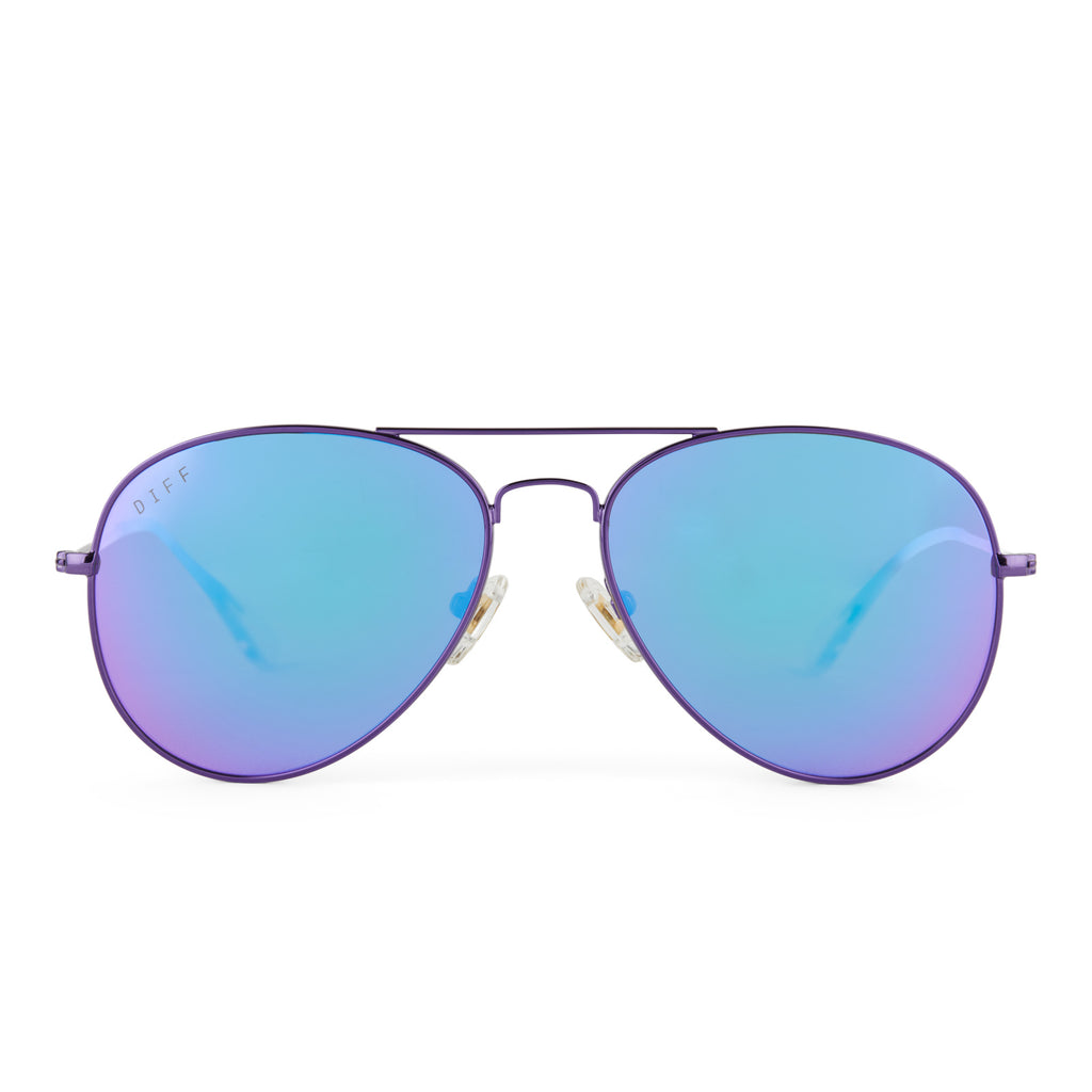 Cruz Aviator Sunglasses, Posh Purple Metallic & Purple Mirror