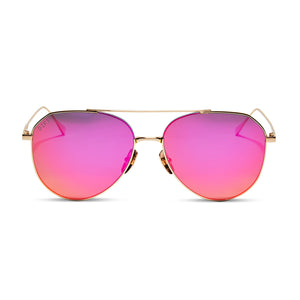 Cruz Aviator Sunglasses  Gold Frames & Blue Mirror Lenses – DIFF