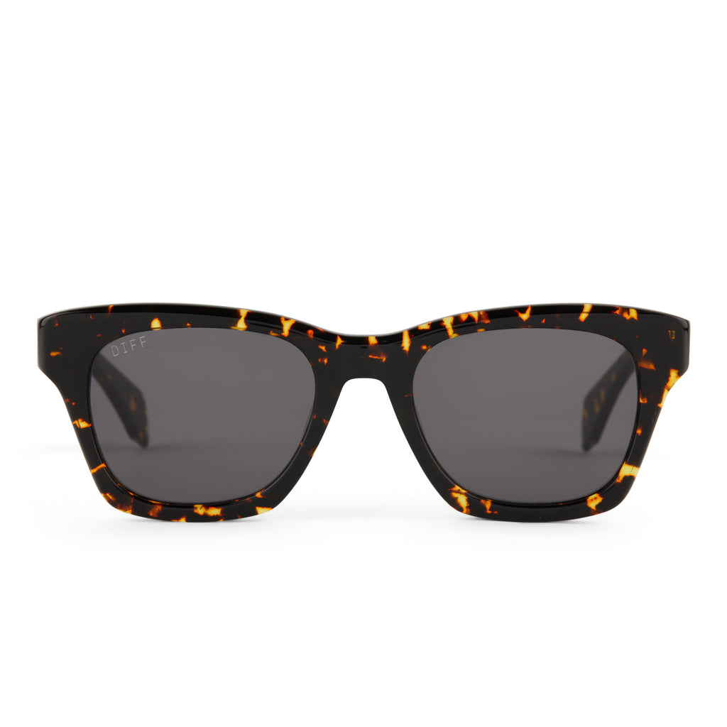 Dean Square Sunglasses, Fiery Tort & Grey
