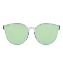 Gemma Round Sunglasses Clear Crystal Teal Mirror DIFF Eyewear