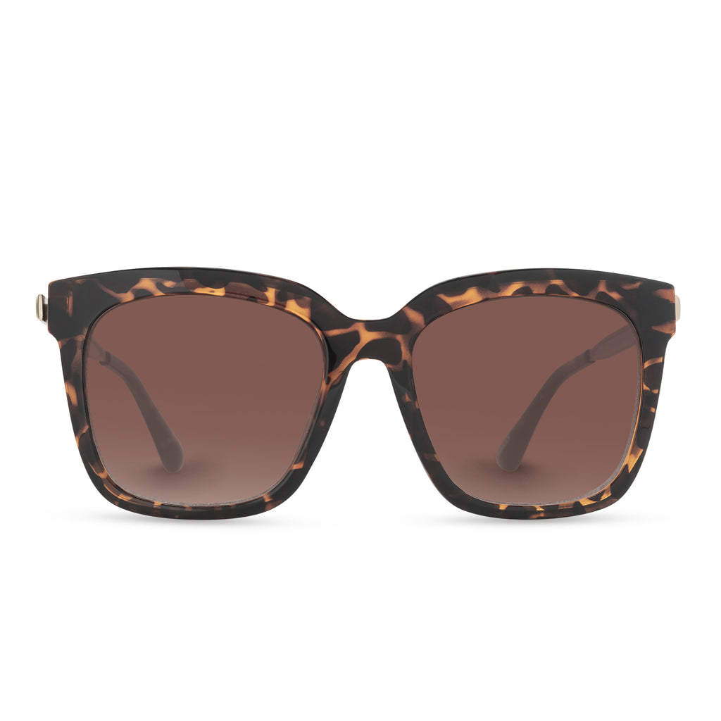 Hailey Square Sunglasses, Vintage Crystal & Brown