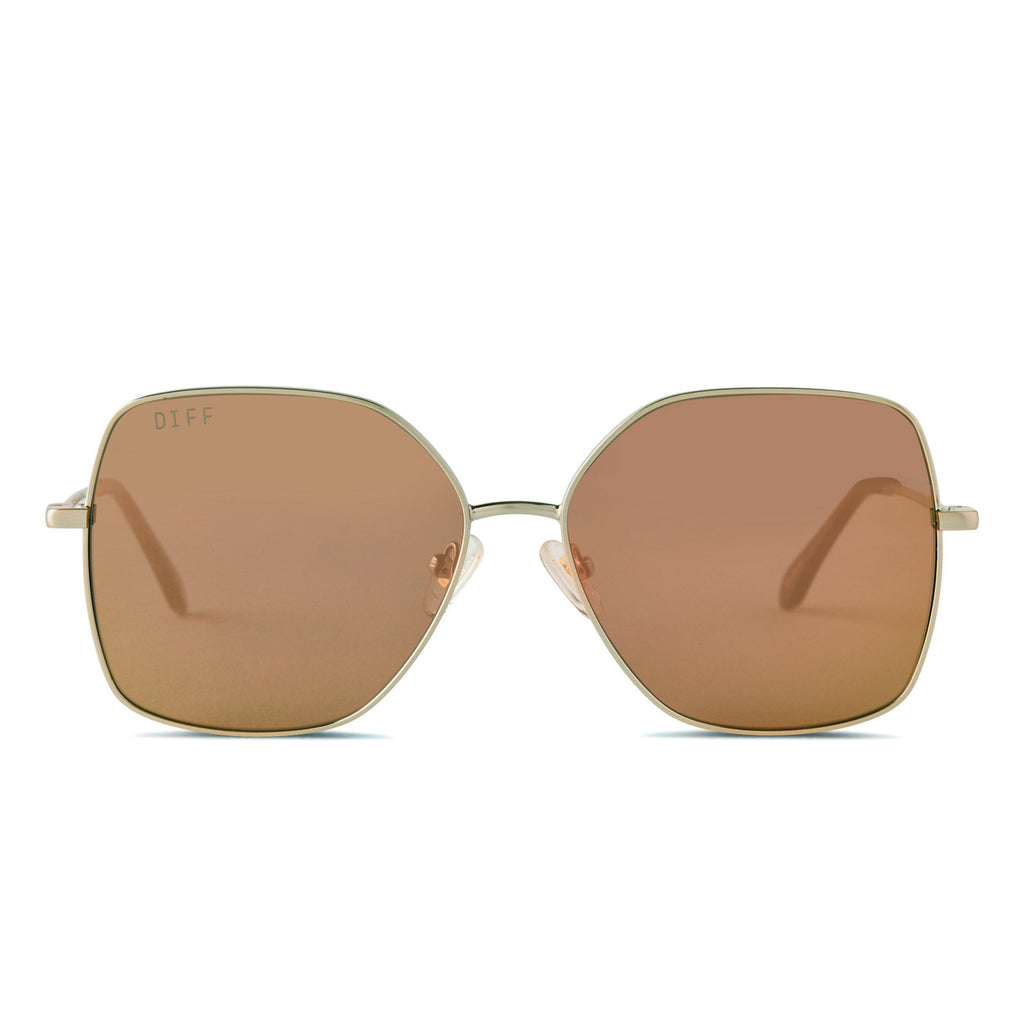 Iris Square Sunglasses | Brushed Gold & Bronze Mirror | DIFF 