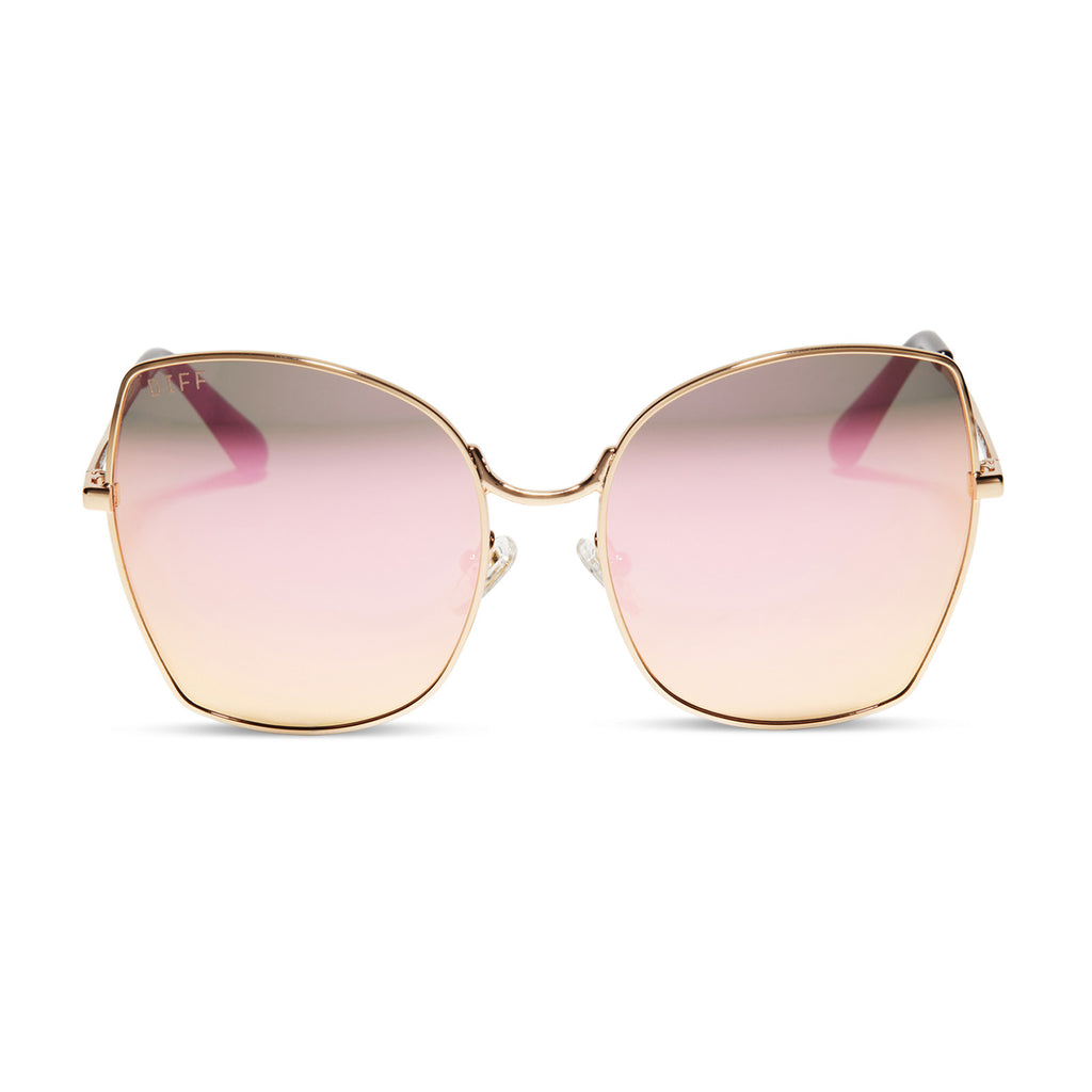 Diff Grace - Brushed Gold + Cherry Blossom Mirror Sunglasses, Women's, Size: One Size