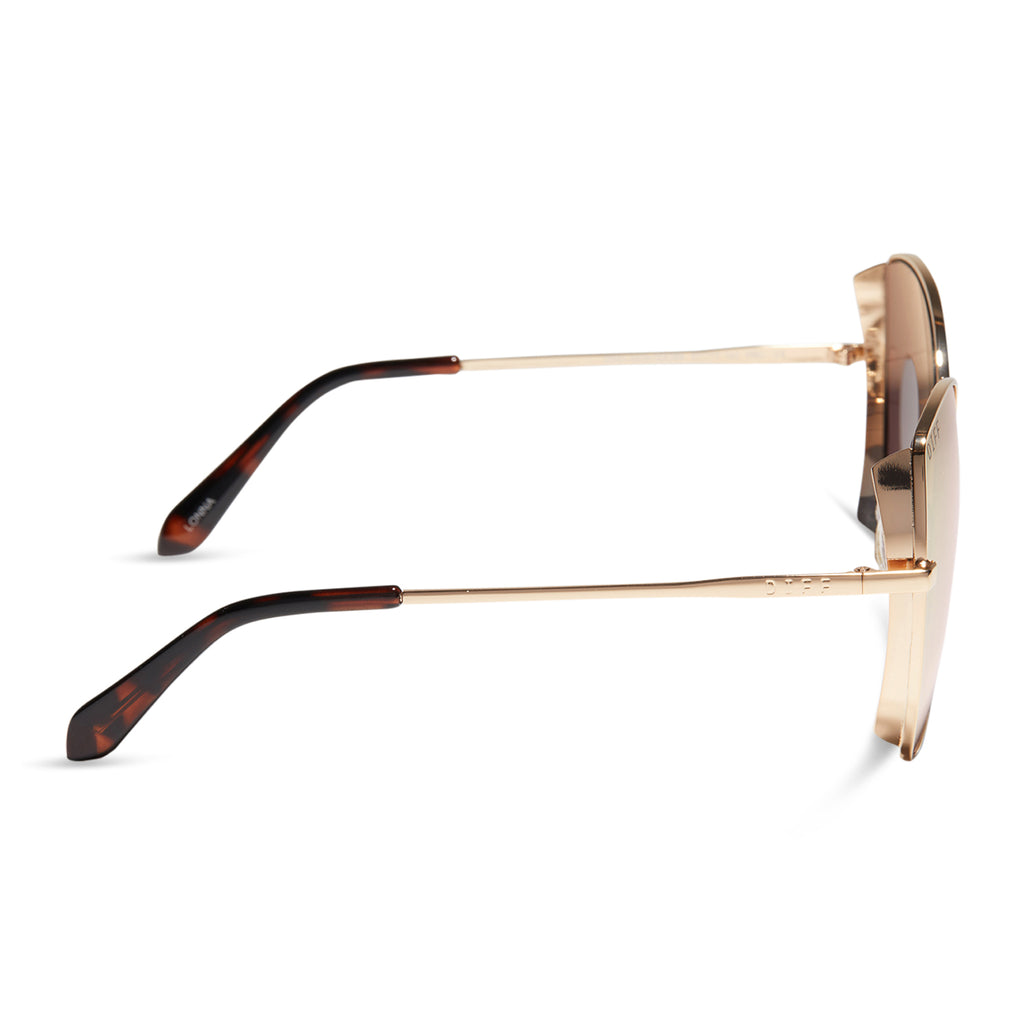 Lonna Square Sunglasses | Gold & Cherry Blossom Mirror | DIFF Eyewear