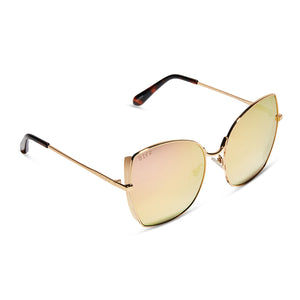 Grace Cateye Sunglasses, Brushed Gold & Cherry Blossom Mirror